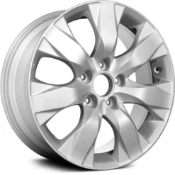 Action Crash - Aluminum Wheel - All Painted Silver - 7 Spoke - 5 Lug - 17 X 7.5 Inch - 55mm Offset - 2008 - 2011 Honda Accord Coupe / Sedan - ALY63934U20N