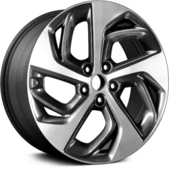 Action Crash - Aluminum Wheel - Machined And Dark Charcoal Metallic - 19 X 7.5 Inch - 10 Slot - 5 Lug - 53mm Offset - 114.3mm Bolt Pattern - 2015 - 2018 Hyundai Tucson - ALY70895U30N